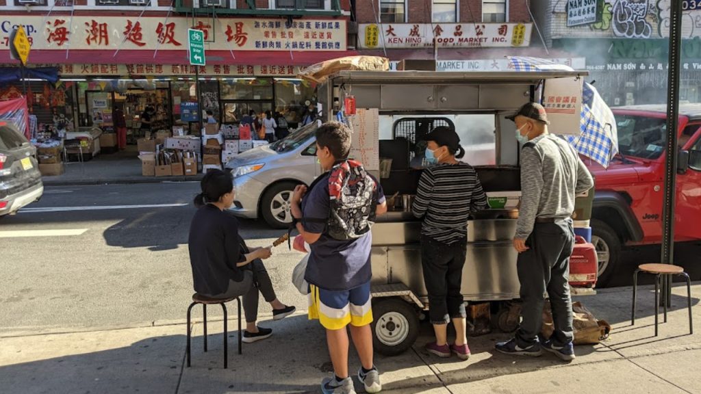 an image of Young Xinjiang BBQ Cart in New York Chinatown